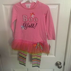 Bonnie Baby Halloween Outfit Shirt Leggings Boo Y’all! Ballerina Crepe Pink 24M